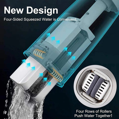 Mini Mop for Kitchen, Floor, Glass, Car & More - 2 Sponges, Self Squeeze, Strong Absorbent, Wet & Dry Use, ABS & Sponge Material